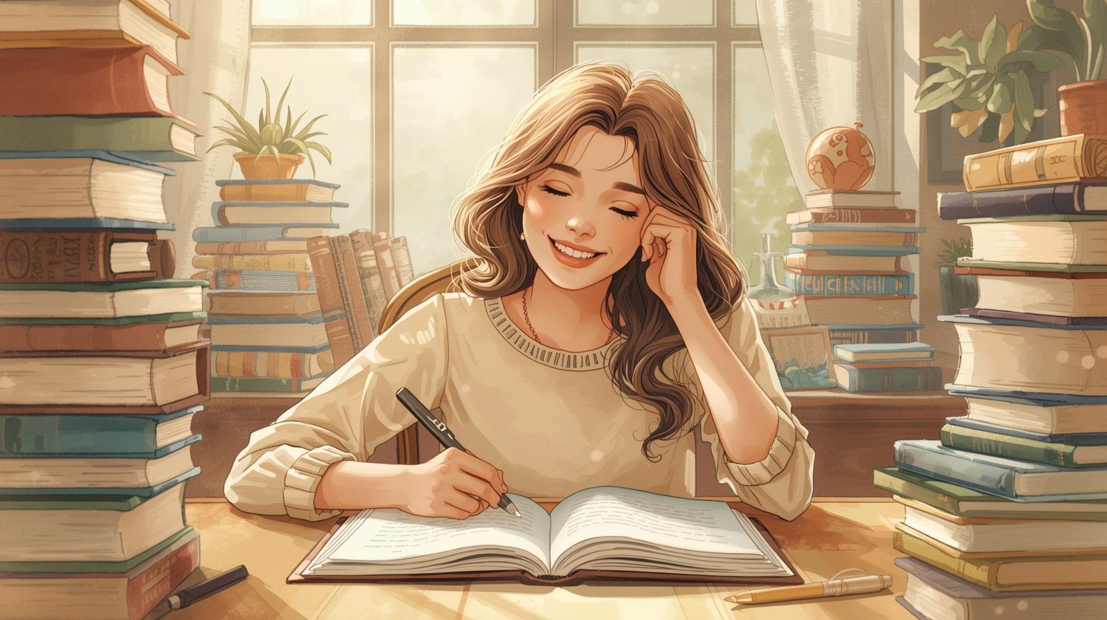 Ilustrasi menulis buku